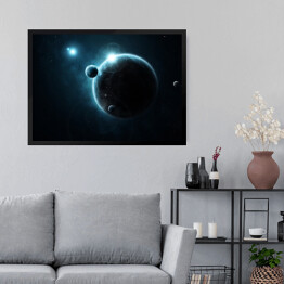 Obraz w ramie Mała i duża planeta w Kosmosie
