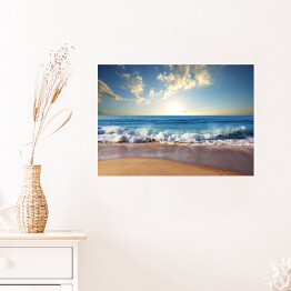 Plakat samoprzylepny Zachód słońca nad błękitnym oceanem