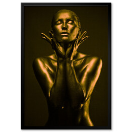 Obraz klasyczny Makijaż brąz ze złotem - naga kobieta