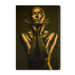 Obraz na płótnie Makijaż brąz ze złotem - naga kobieta