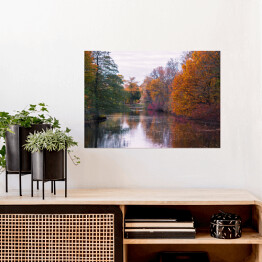 Plakat samoprzylepny Bajkowy jesienny las nad rzeką