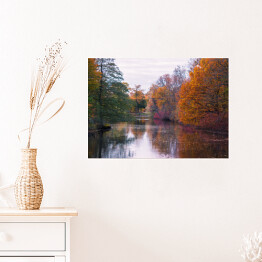 Plakat samoprzylepny Bajkowy jesienny las nad rzeką