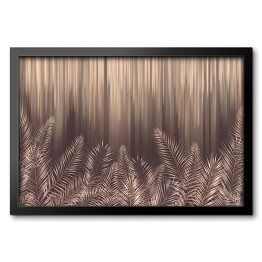 Obraz w ramie Egzotyczne liście palmowe 3D na tle imitacji tekstury w stylu vintage