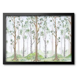 Obraz w ramie Bajkowy las z brzozami - akwarela