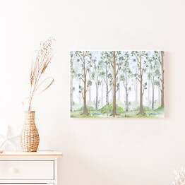  Bajkowy las z brzozami - akwarela