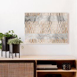 Obraz na płótnie Mozaika z geometrycznym wzorem imitująca metal na akwarelowym szarym abstrakcyjnym tle
