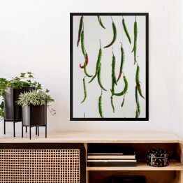 Obraz w ramie Dekoracja z papryczkami chilli na jasnym tle