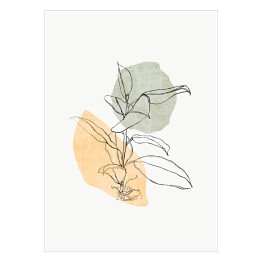 Plakat samoprzylepny Sketch branch liści ręcznie na odizolowanym tle. Nowoczesny minimalizm bohemy. Dekoracja ścienna.