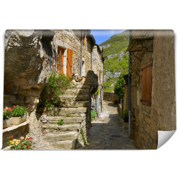 Fototapeta winylowa zmywalna Vieille ruelle et escaliers en pierres ? la Mal?ne (48210), département de la Loz?re en région Occitanie, Francja