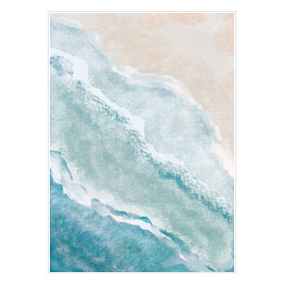 Plakat samoprzylepny Boho morska plaża z falami Drukuj. Abstrakcyjne tło. Bohemian drukowalne sztuki ścienne, boho plakat, pastelowe sztuki abstrakcyjnej, rysunek krajobrazu, malarstwo morskie. Ręcznie rysowane efekt
