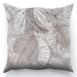 Mural - tropikalne liście bananowca i palmy w odcieniach beżu i szarości
