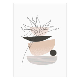 Plakat Minimalistyczny kwiat egzotyczny - jedna linia. Abstrakcyjna kompozycja geometrycznych kształtów