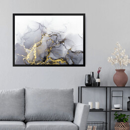 Obraz w ramie Szary płomień - abstrakcja. Przenikający tusz alkoholowy