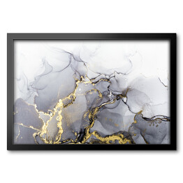 Obraz w ramie Szary płomień - abstrakcja. Przenikający tusz alkoholowy