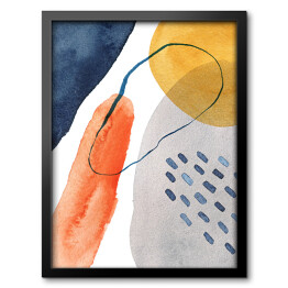 Obraz w ramie Akwarelowa minimalistyczna kompozycja geometryczna. Błękit z dodatkami