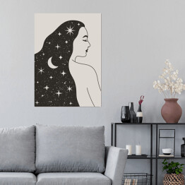 Plakat Mistyczna kobieta z gwiazdami we włosach