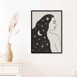Plakat w ramie Mistyczna kobieta z gwiazdami we włosach