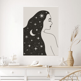Plakat Mistyczna kobieta z gwiazdami we włosach