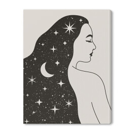 Obraz na płótnie Mistyczna kobieta z gwiazdami we włosach