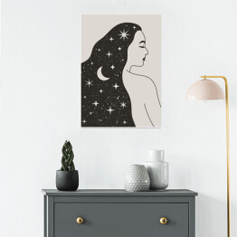 Plakat samoprzylepny Mistyczna kobieta z gwiazdami we włosach