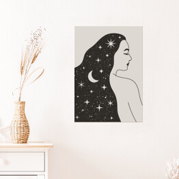 Plakat samoprzylepny Mistyczna kobieta z gwiazdami we włosach
