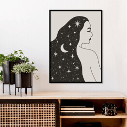 Plakat w ramie Mistyczna kobieta z gwiazdami we włosach