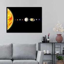 Plakat w ramie Układ Słoneczny na czarnym tle