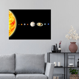 Plakat samoprzylepny Układ Słoneczny na czarnym tle