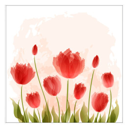 Czerwone duże tulipany na różowym tle