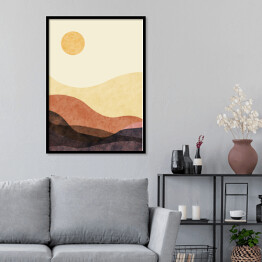 Plakat w ramie Abstrakcyjny krajobraz górski, minimalistyczny design. Abstrakcyjny kolor wody. ilustracja wektorowa tło.
