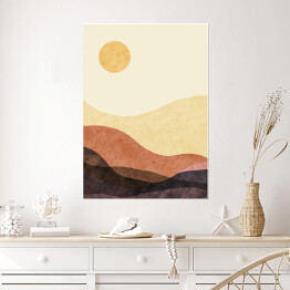 Plakat samoprzylepny Abstrakcyjny krajobraz górski, minimalistyczny design. Abstrakcyjny kolor wody. ilustracja wektorowa tło.