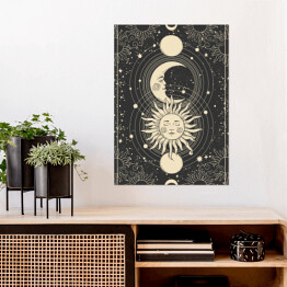 Plakat samoprzylepny Księżyc i słońce. Karta tarota