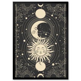 Plakat w ramie Księżyc i słońce. Karta tarota