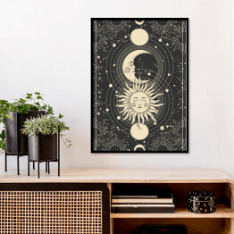 Plakat w ramie Księżyc i słońce. Karta tarota