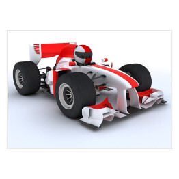 Plakat Biało czerwony samochód wyścigowy