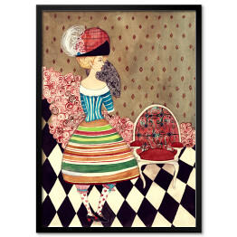 Plakat w ramie Dama w kolorowej sukni