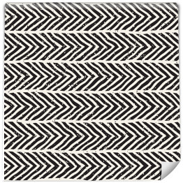 Tapeta samoprzylepna w rolce Ręcznie rysowane linie zig-zag geometryczny spójny wzór. Monochromatyczne czarne i białe pociągnięcia tuszu. Abstrakcyjna tekstura tła wektorowego.