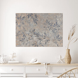 Plakat Flowers on the old white wall background, digital wall tiles or wallpaper design, cement texture background