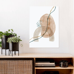 Plakat samoprzylepny Abstrakcyjna akwarela tło w modnym stylu minimalistycznym. Wektor ręcznie rysowane ilustracje z różnych kształtów w pastelowych kolorach dla sztuki ściennej wydruki, okładki, opakowania, Social Media Stories