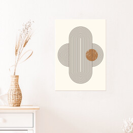 Plakat samoprzylepny Abstrakcyjna nowoczesna sztuka tło z prostymi geometrycznymi kształtami linie i koła. Wektor Boho Ilustracja w minimalnym stylu i neutralnych kolorach dla sztuki ściany, t-shirt Drukuj, okładka, baner.