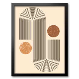 Obraz w ramie Abstrakcyjna nowoczesna sztuka tło z prostymi geometrycznymi kształtami linie i koła. Wektor Boho Ilustracja w minimalnym stylu i neutralnych kolorach dla druku ściennego, okładka, baner, dla mediów społecznościowych