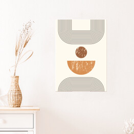 Plakat samoprzylepny Abstrakcyjny nowoczesny Art tło with Simple Geometric Shapes Lines and Circles. wektorowe Boho Illustration w minimalnym stylu i neutralne kolory dla plakat, t-shirt Drukuj, okładka, baner, dla mediów społecznych