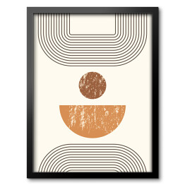 Obraz w ramie Abstrakcyjny nowoczesny Art tło with Simple Geometric Shapes Lines and Circles. wektorowe Boho Illustration w minimalnym stylu i neutralne kolory dla plakat, t-shirt Drukuj, okładka, baner, dla mediów społecznych