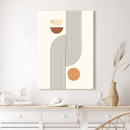 Obraz na płótnie Abstrakcyjny nowoczesny Art tło with Simple Geometric Shapes Lines and Circles. wektorowe Boho Illustration in Minimal Style and neutral colors for Poster, t-shirt wydruk, cover, banner, for social media