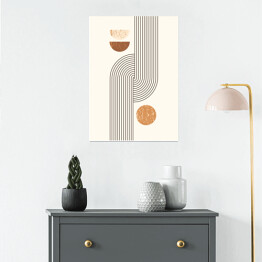 Plakat samoprzylepny Abstrakcyjny nowoczesny Art tło with Simple Geometric Shapes Lines and Circles. wektorowe Boho Illustration in Minimal Style and neutral colors for Poster, t-shirt wydruk, cover, banner, for social media