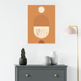 Plakat Abstrakcyjna sztuka Tło w Trendy minimalny styl w kolorze terakoty. wektorowe Boho Illustration dla Wall art, t-shirt wydruk, okładka, baner, dla social media post
