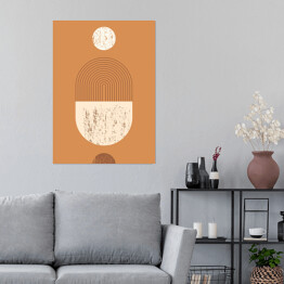 Plakat Abstrakcyjna sztuka Tło w Trendy minimalny styl w kolorze terakoty. wektorowe Boho Illustration dla Wall art, t-shirt wydruk, okładka, baner, dla social media post