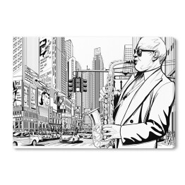Saksofonista na ulicy w Nowym Jorku