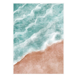 Plakat Boho morska plaża with Waves wydruk. Abstrakcyjne tło. Bohemian drukowalne sztuki ścienne, boho plakat, pastelowe sztuki abstrakcyjnej, rysunek krajobrazu, malarstwo morskie. Ręcznie rysowane efekt