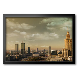 Obraz w ramie Panorama Warszawy w pochmurny dzień
